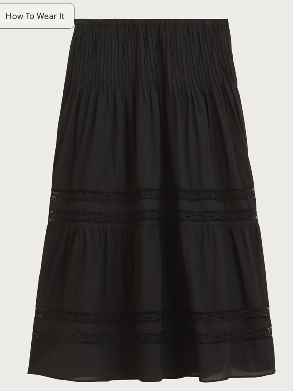 NWT J. Crew Lace-Trim Pintuck Skirt Size XS